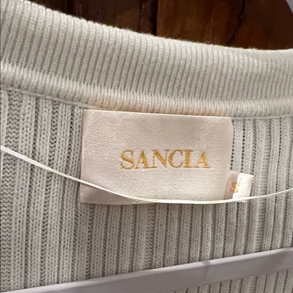 Sancia Teofila Cream / Off White Sweater with Brown Trim - Picture 3 of 11